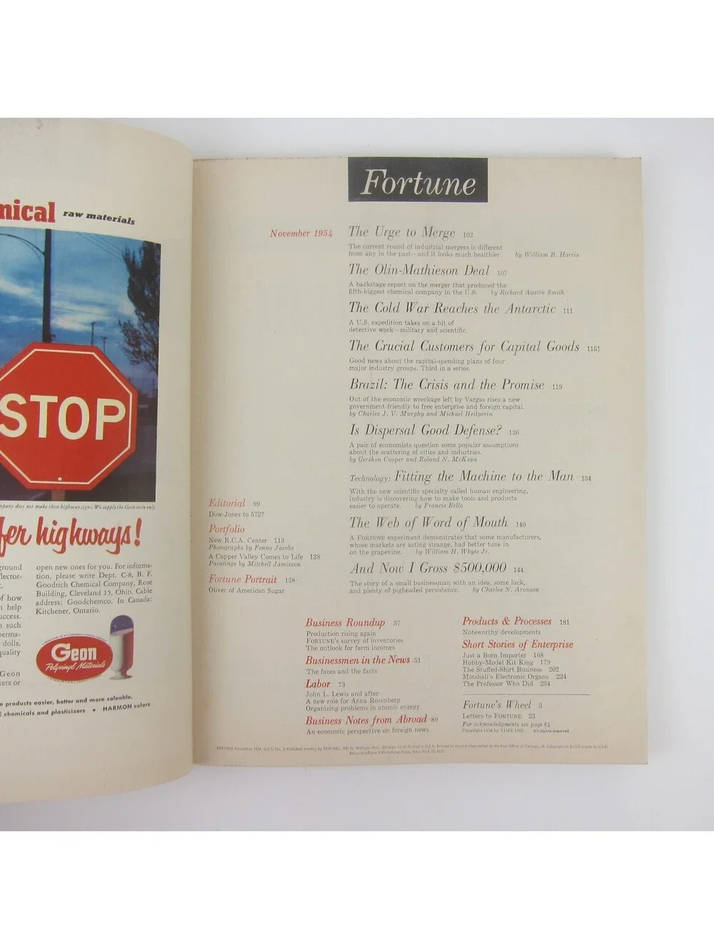 Vintage FORTUNE Magazine November 1954 Olin-Matheson RCA Brazil & American Sugar